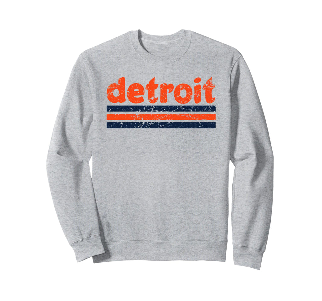 Detroit Michigan Three Stripe Weathered Sweatshirt - Graphic Print Unisex - T-Shirt, Sweatshirt, Hoodie