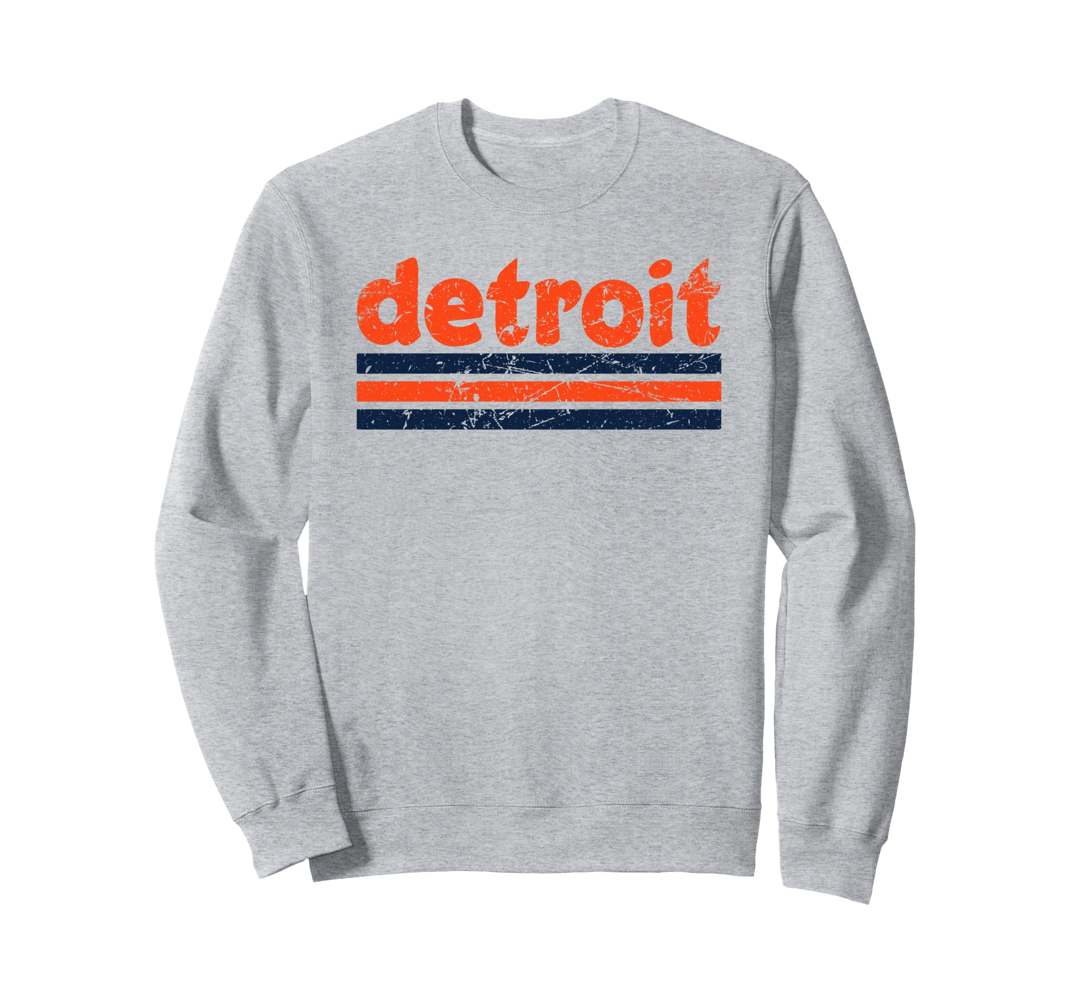 Detroit Michigan Three Stripe Weathered Sweatshirt - Graphic Print Unisex - T-Shirt, Sweatshirt, Hoodie