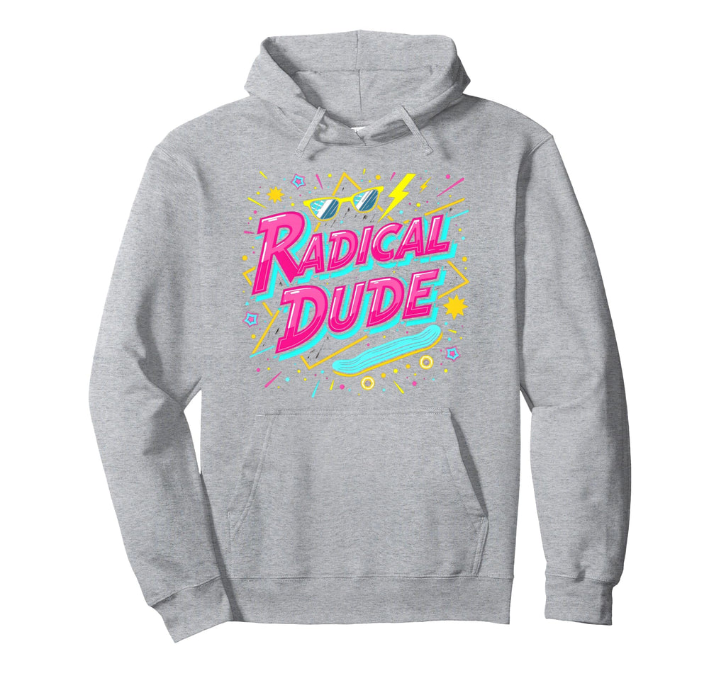 Radical Dude 80S Neon Skateboard Hoodie - Aesthetic Graphic for Adults - T-Shirt, Sweatshirt, Hoodie
