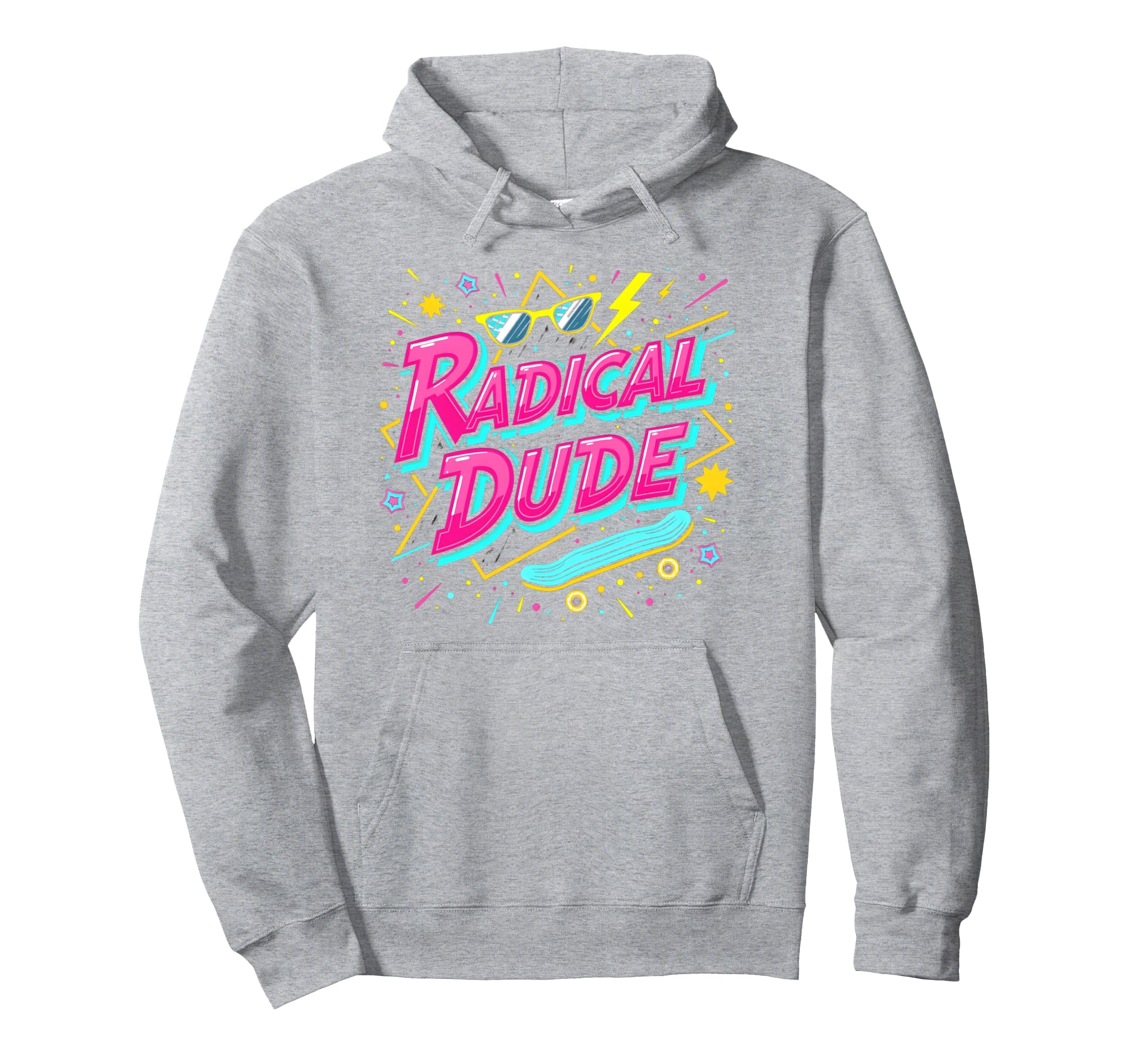 Radical Dude 80S Neon Skateboard Hoodie - Aesthetic Graphic for Adults - T-Shirt, Sweatshirt, Hoodie