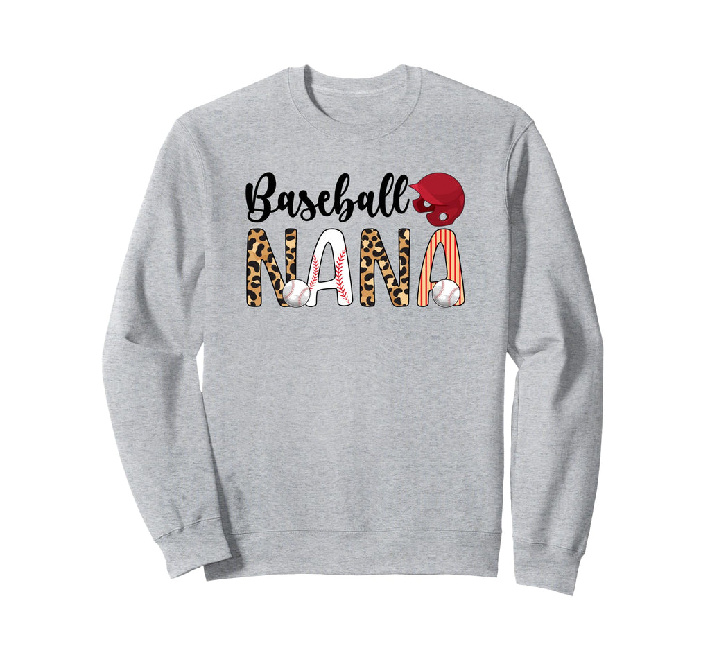 Baseball Nana Leopard Grandma Nana Sweatshirt - Unique Graphic Men Women - T-Shirt, Sweatshirt, Hoodie