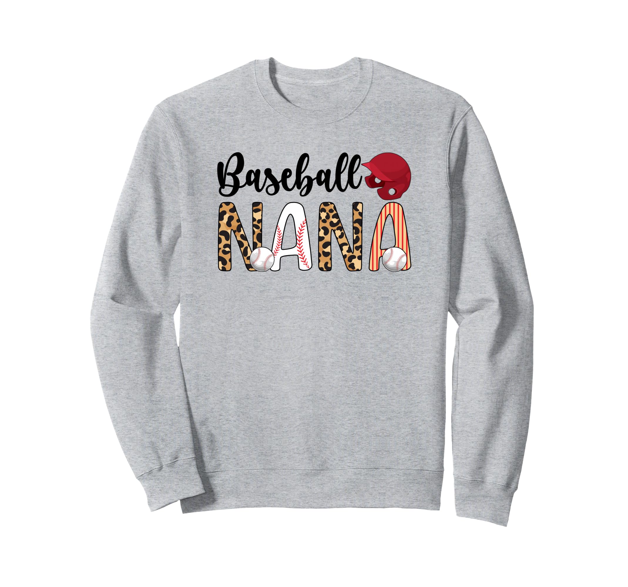 Baseball Nana Leopard Grandma Nana Sweatshirt - Unique Graphic Men Women - T-Shirt, Sweatshirt, Hoodie
