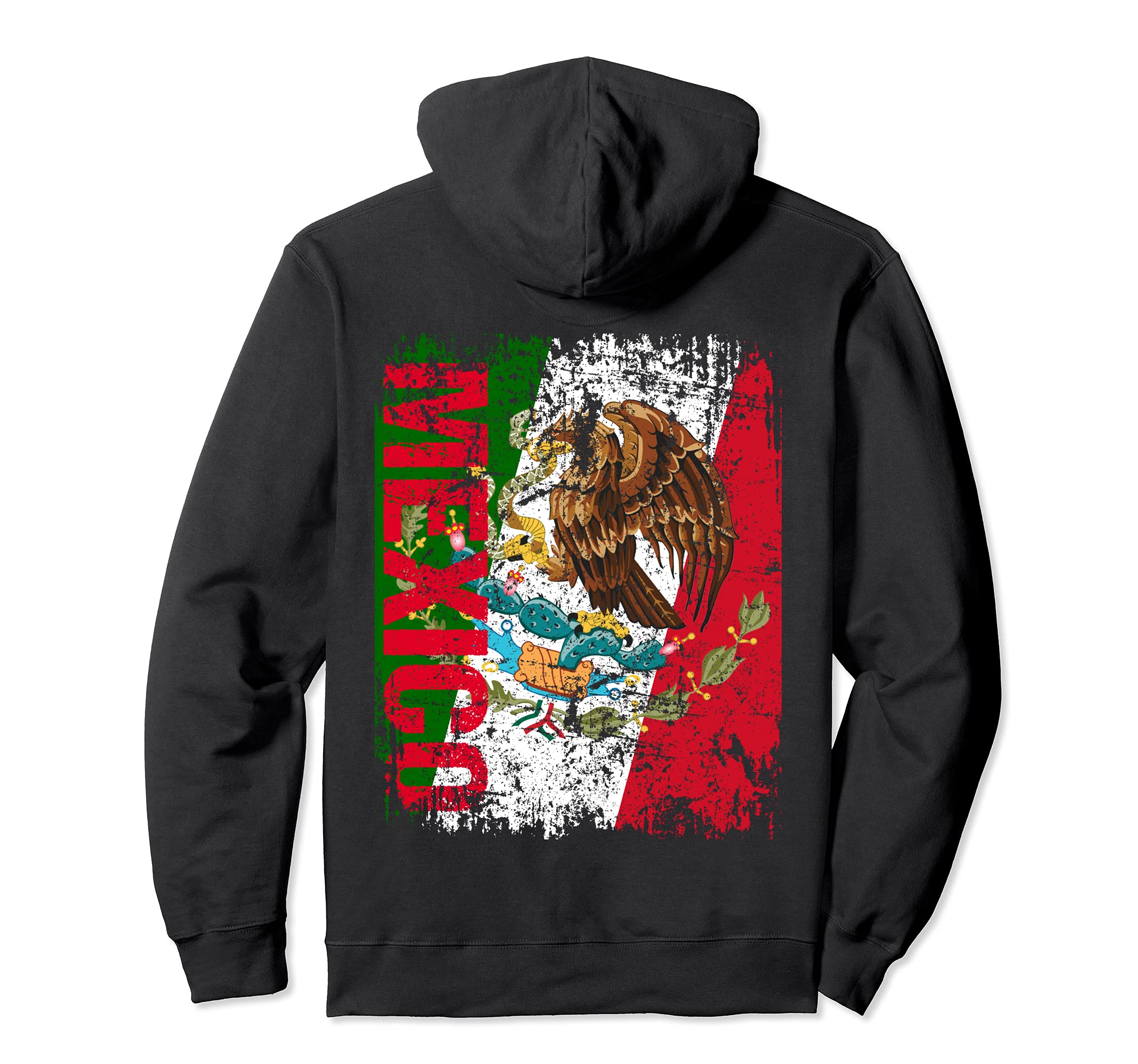 Mexico Mexican Flag Distressed Mexico Hoodie - Trendy Graphic Unisex - T-Shirt, Sweatshirt, Hoodie