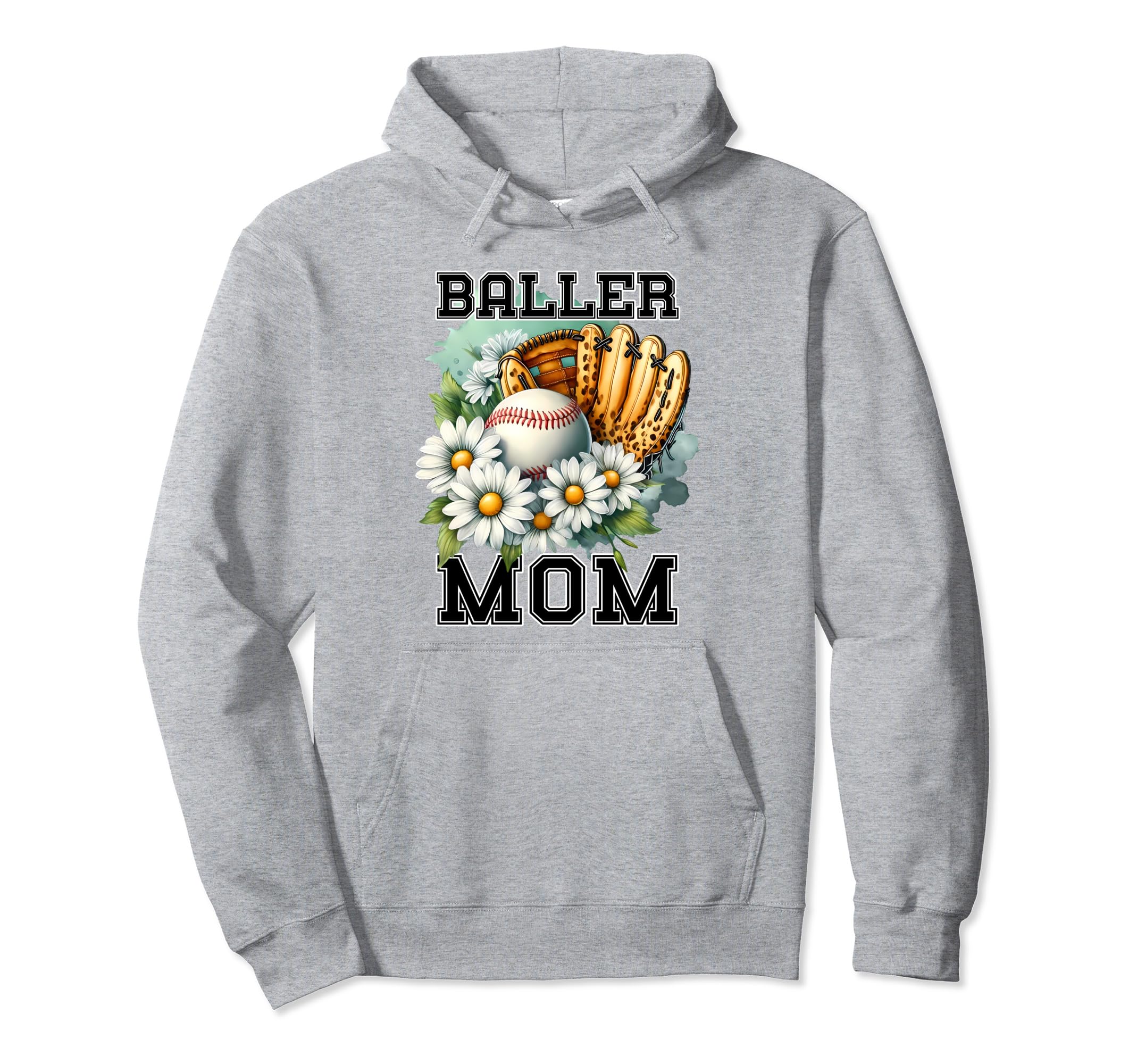 Sports Mom Baseball Theme Floral Ai Hoodie - Minimalist Print Men Women - T-Shirt, Sweatshirt, Hoodie