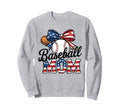 Baseball Mom Usa Flag Bow Support Sweatshirt - Casual Everyday Wear Unisex - T-Shirt, Sweatshirt, Hoodie