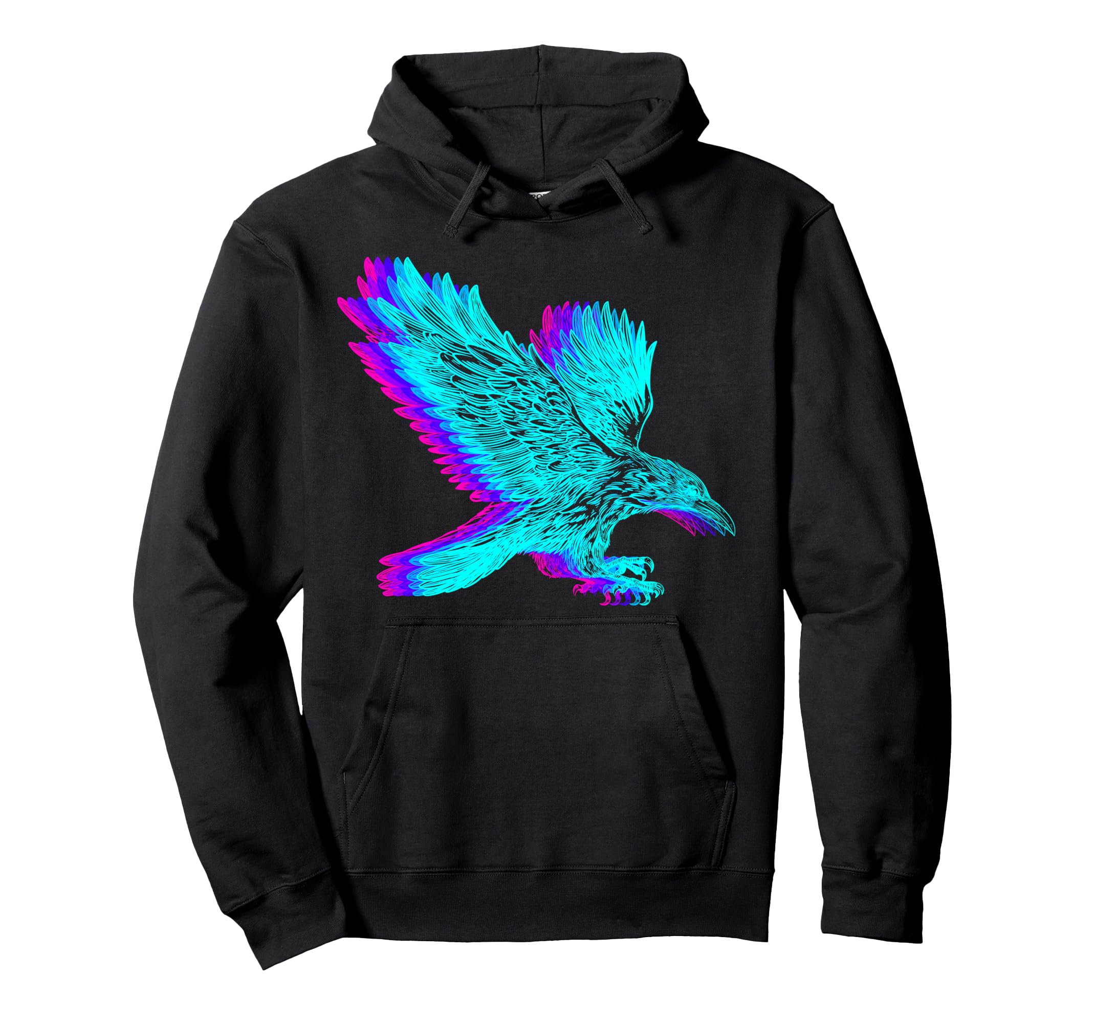Crow Raven Bird Vaporwave Hoodie - Minimalist Print Unisex - T-Shirt, Sweatshirt, Hoodie