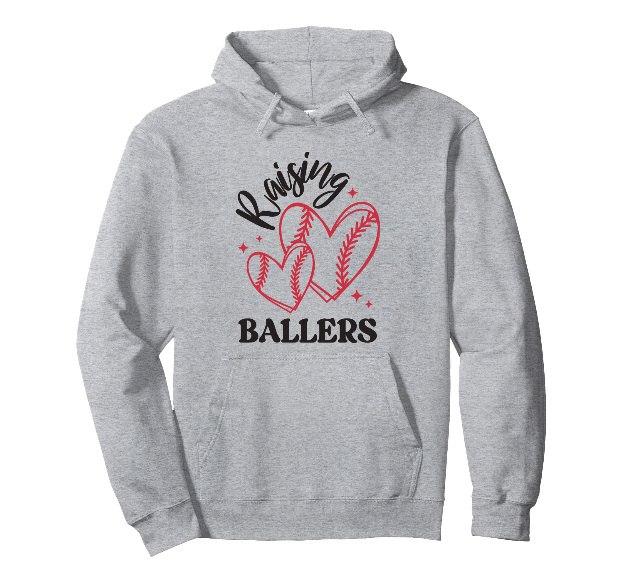 Raising Ballers Baseball Mom Heart Hoodie - Minimalist Print for Adults - T-Shirt, Sweatshirt, Hoodie