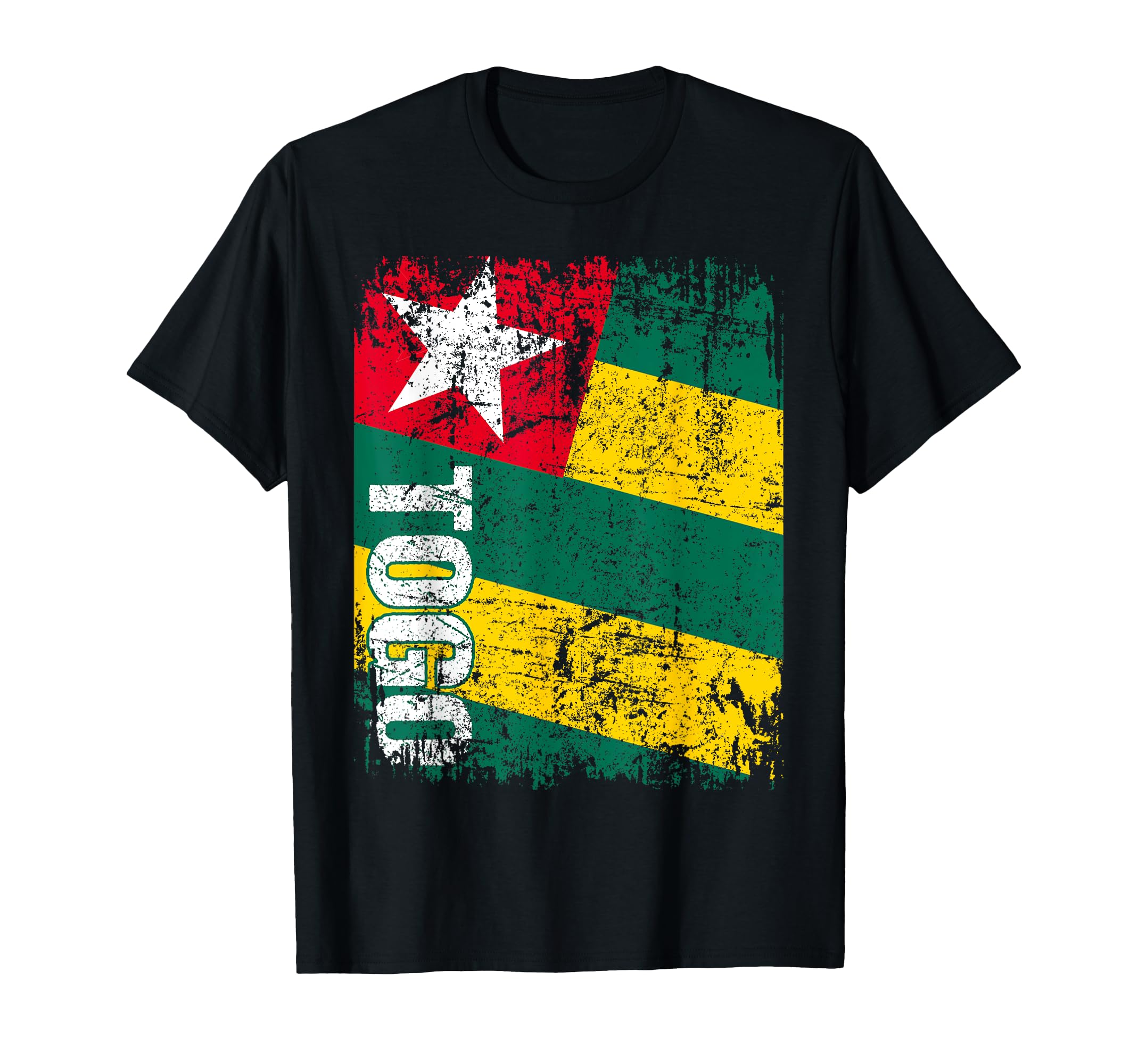 Togo Flag Distressed Togo T-Shirt - Graphic Print for Adults - T-Shirt, Sweatshirt, Hoodie