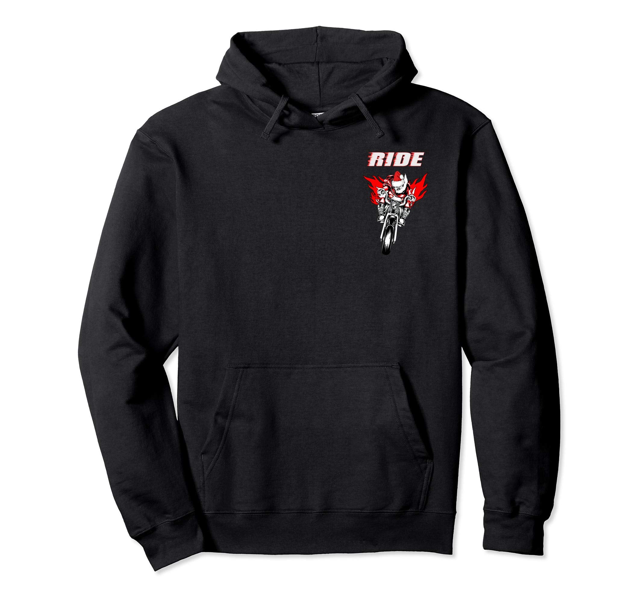 Biker Santa Flames Holiday Hoodie - Fun Novelty Design Men Women - T-Shirt, Sweatshirt, Hoodie