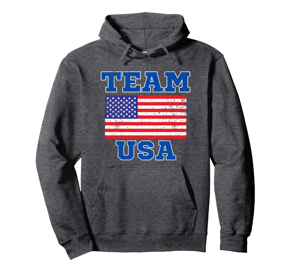 Team American Flag Usa Distress Us Hoodie - Casual Everyday Wear Men Women - T-Shirt, Sweatshirt, Hoodie
