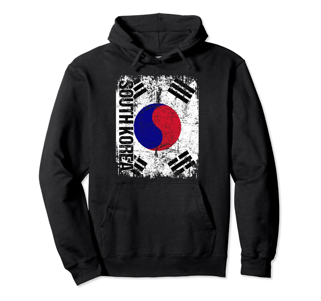 South Korea Flag Distressed South Hoodie - Fun Novelty Design Men Women - T-Shirt, Sweatshirt, Hoodie