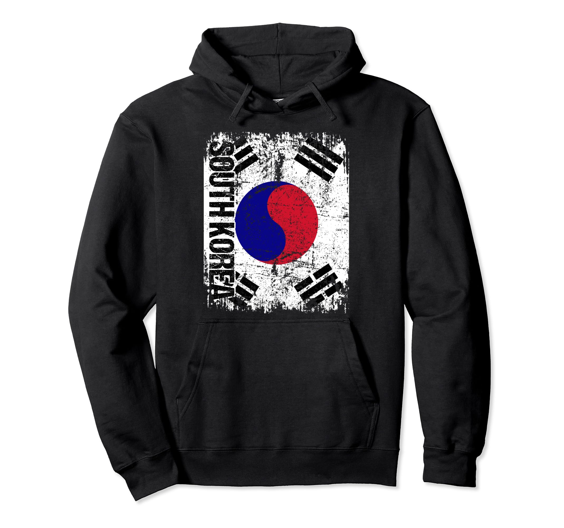 South Korea Flag Distressed South Hoodie - Fun Novelty Design Men Women - T-Shirt, Sweatshirt, Hoodie
