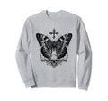 Aesthetic Black Goth Skull Cross Sweatshirt - Minimalist Print Men Women - T-Shirt, Sweatshirt, Hoodie