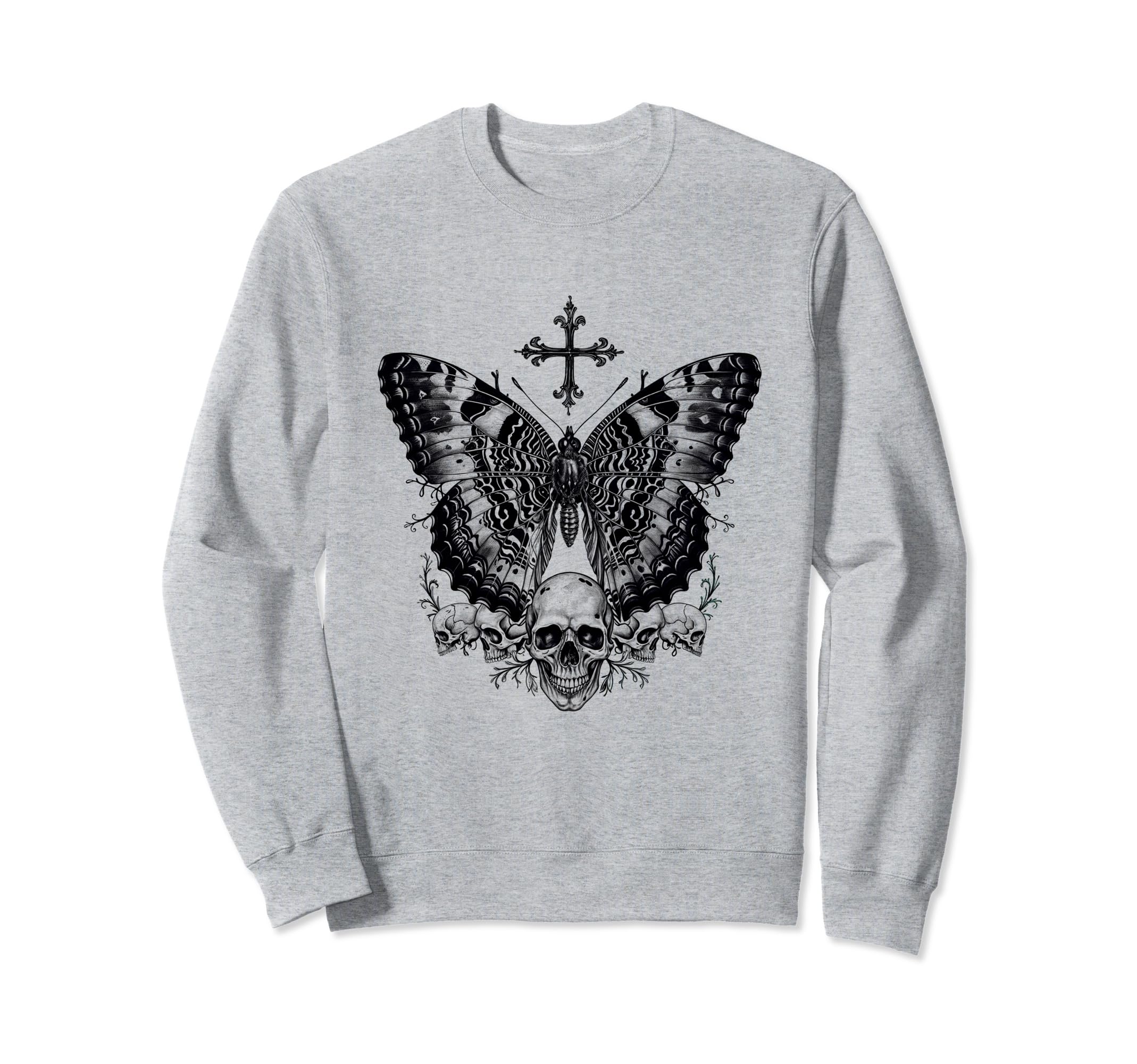 Aesthetic Black Goth Skull Cross Sweatshirt - Minimalist Print Men Women - T-Shirt, Sweatshirt, Hoodie