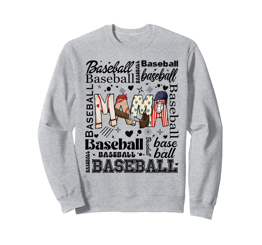 Baseball Softball Mom Mama Mothers Sweatshirt - Unique Graphic Men Women - T-Shirt, Sweatshirt, Hoodie