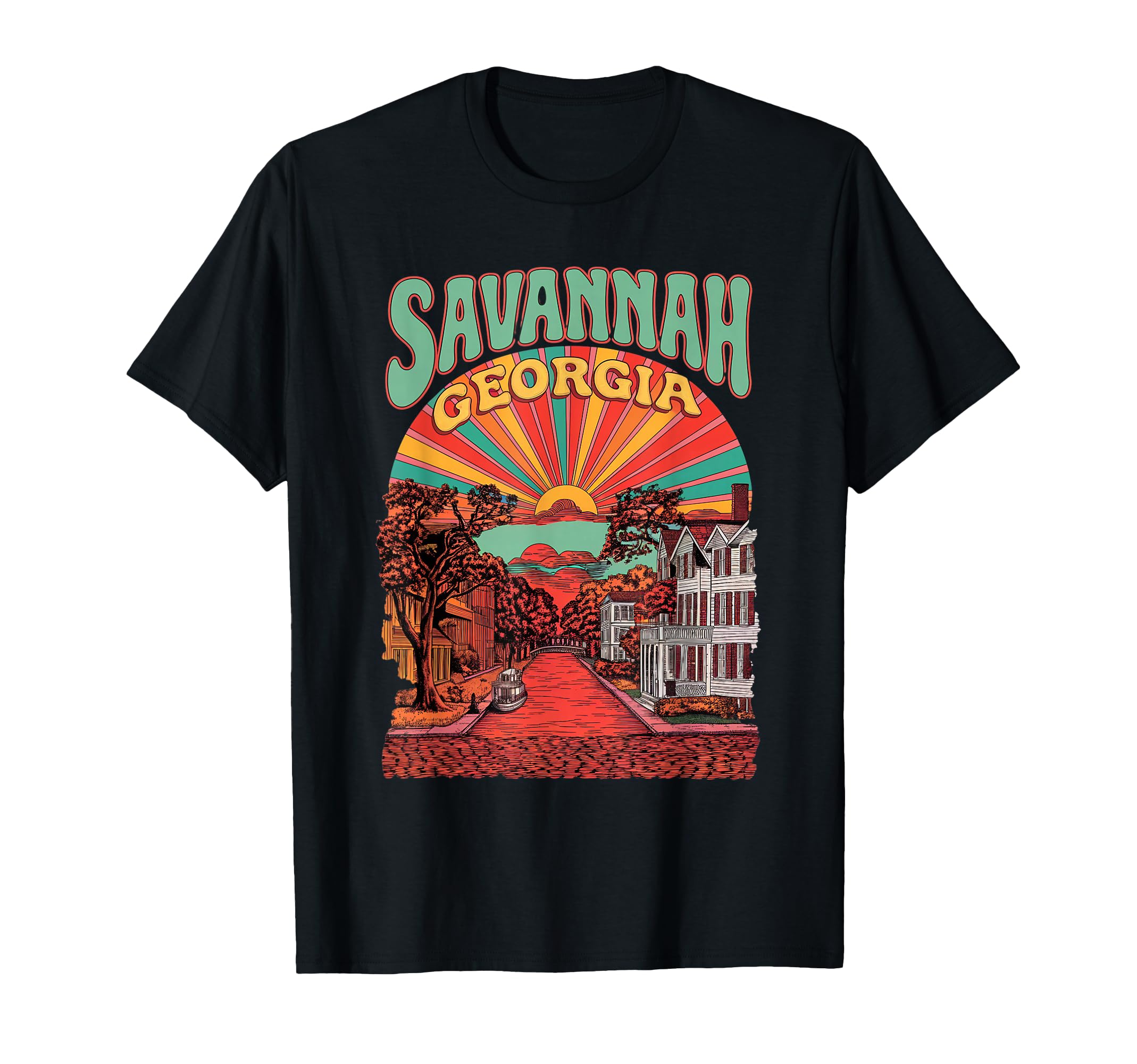 Savannah Georgia Sunset Skyline Cityscape T-Shirt - Graphic Print Unisex - T-Shirt, Sweatshirt, Hoodie
