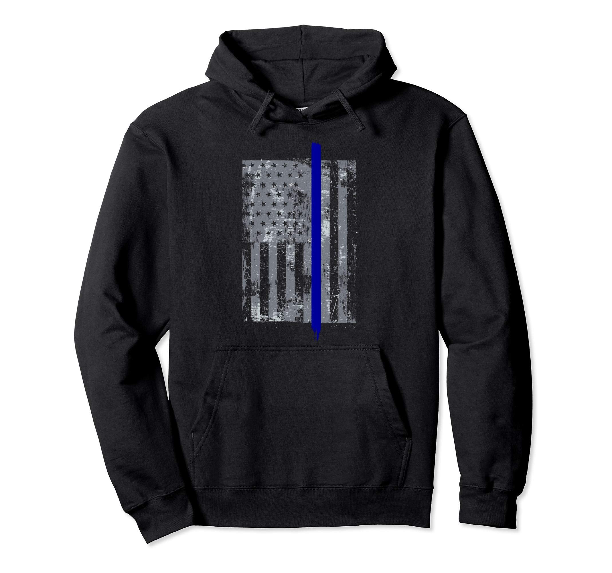 Thin Blue Line Flag Thin Blue Line Hoodie - Custom Art Print Unisex - T-Shirt, Sweatshirt, Hoodie