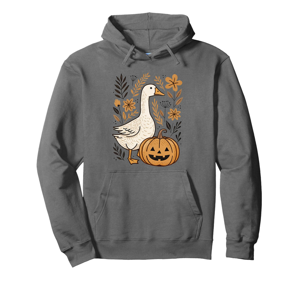 Spooky Goose Boho Floral Minimalist Hoodie - Aesthetic Graphic Men Women - T-Shirt, Sweatshirt, Hoodie