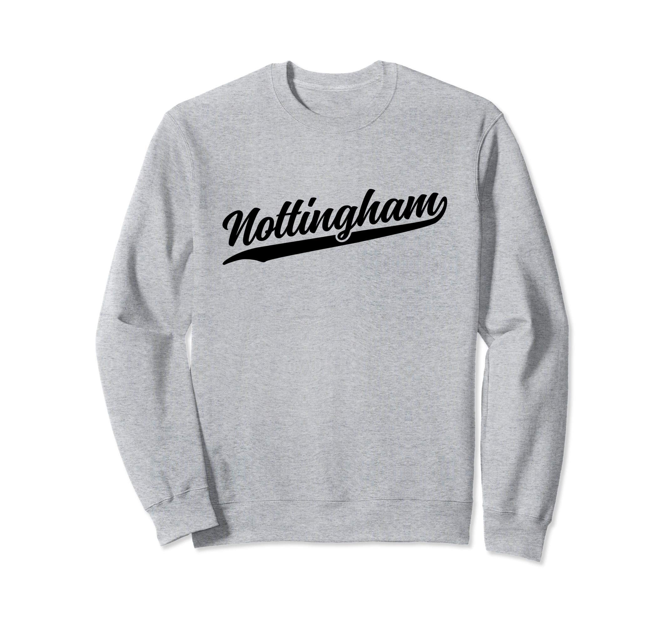 Nottingham England Cursive 1970S Sweatshirt - Novelty Apparel Men Women - T-Shirt, Sweatshirt, Hoodie