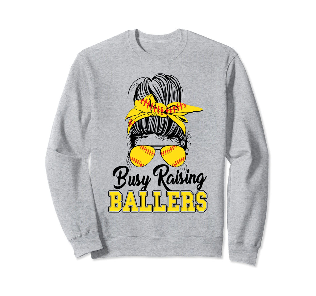 Busy Raising Ballers Softball Mom Sweatshirt - Custom Art Print for Adults - T-Shirt, Sweatshirt, Hoodie