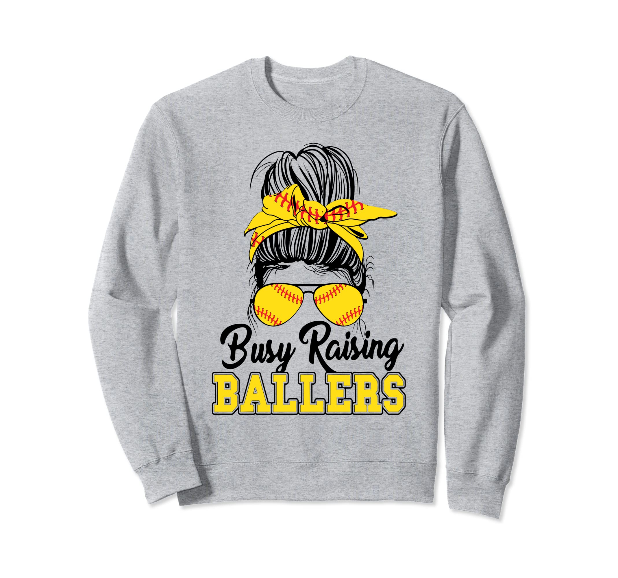 Busy Raising Ballers Softball Mom Sweatshirt - Custom Art Print for Adults - T-Shirt, Sweatshirt, Hoodie