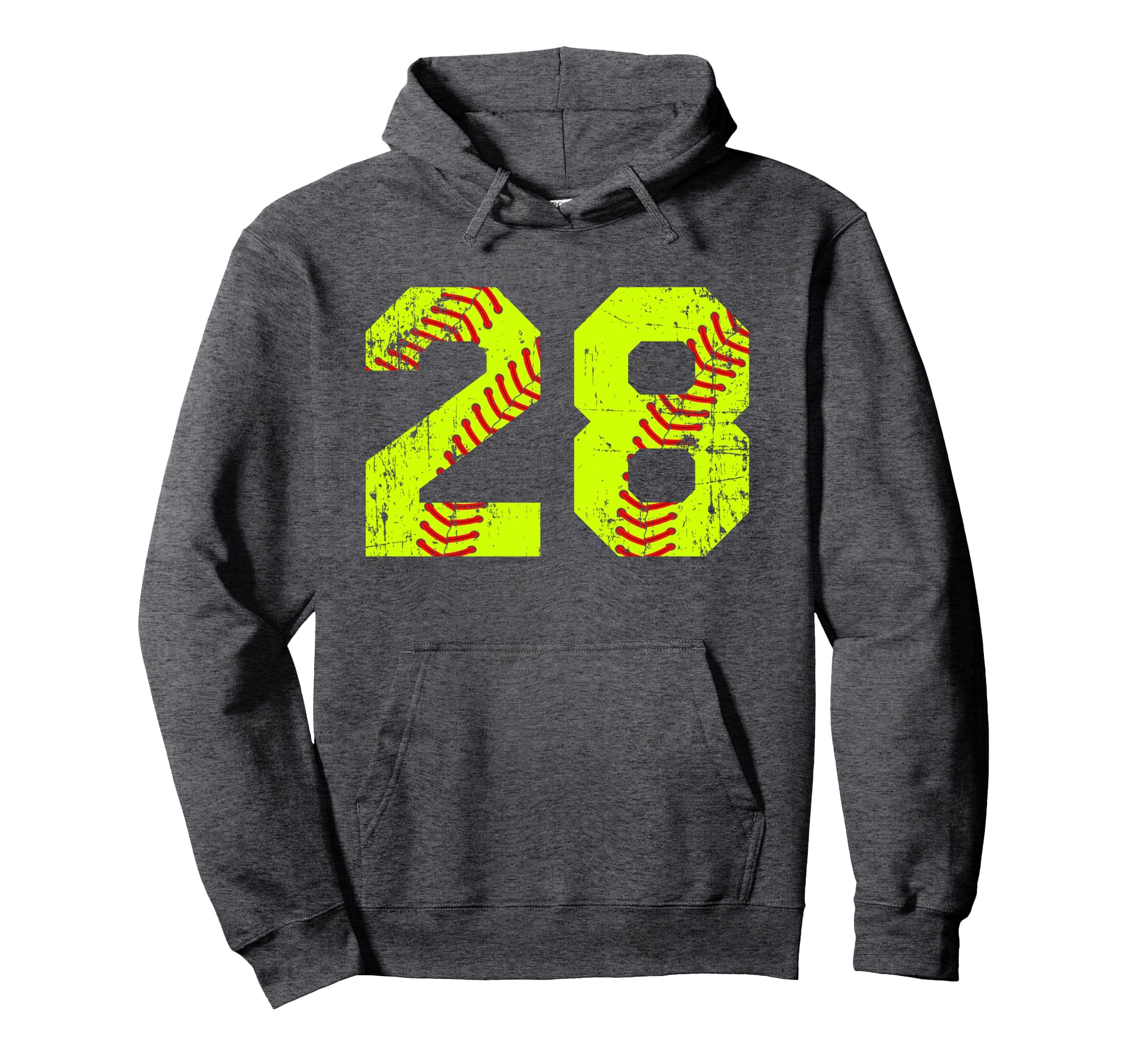 Softball 28 Jersey Number Hoodie - Custom Art Print for Adults - T-Shirt, Sweatshirt, Hoodie