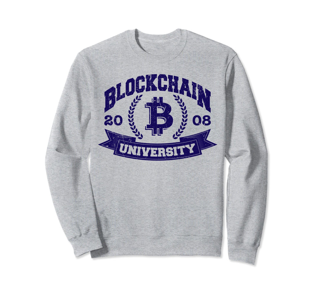 Blockchain University Distressed Sweatshirt - Novelty Apparel Men Women - T-Shirt, Sweatshirt, Hoodie