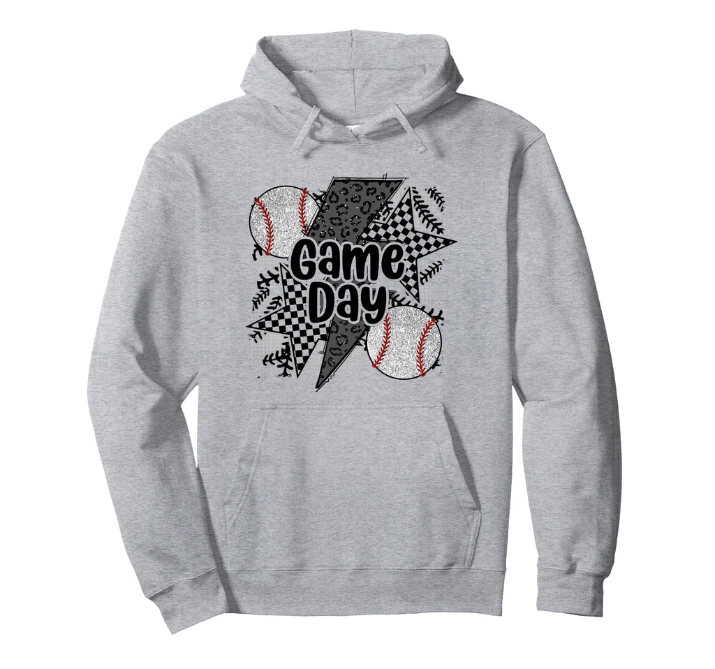 Game Day Baseball Checkered Baseball Hoodie - Novelty Apparel Men Women - T-Shirt, Sweatshirt, Hoodie