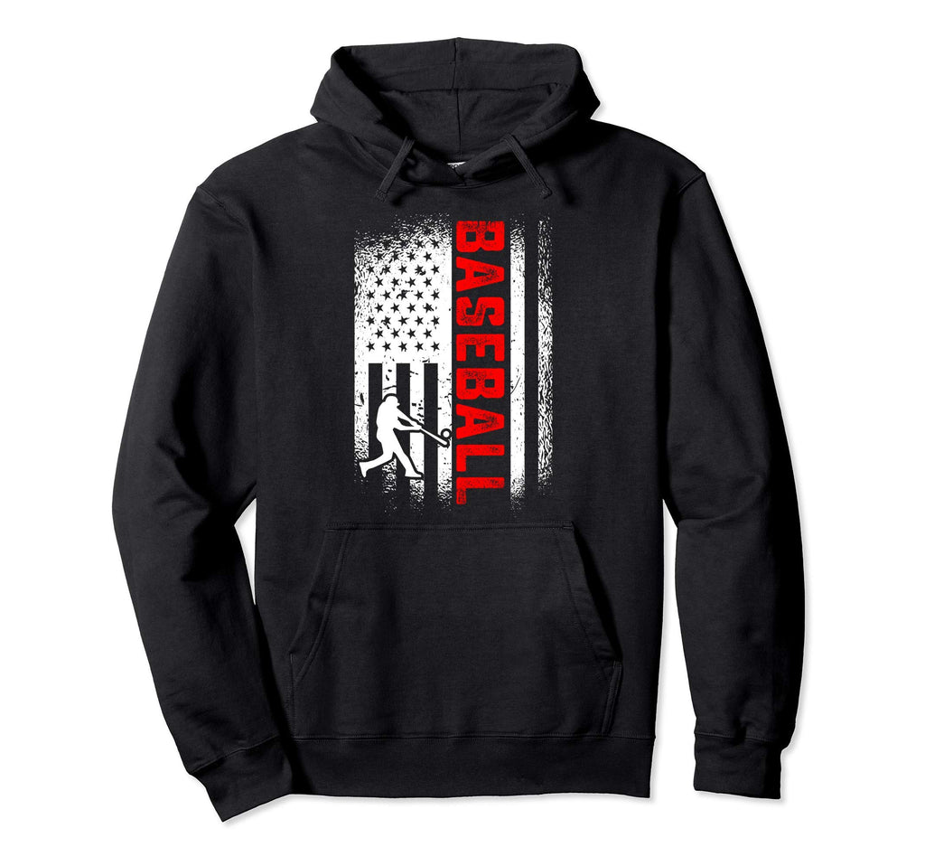 Baseball American Flag Baseball Lover Hoodie - Minimalist Print Men Women - T-Shirt, Sweatshirt, Hoodie