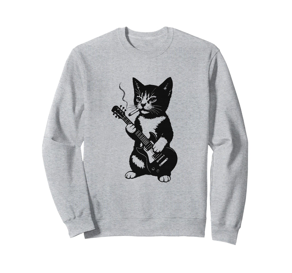 Smoking Cat Punk Rock Y2K Sweatshirt - Fun Novelty Design for Adults - T-Shirt, Sweatshirt, Hoodie