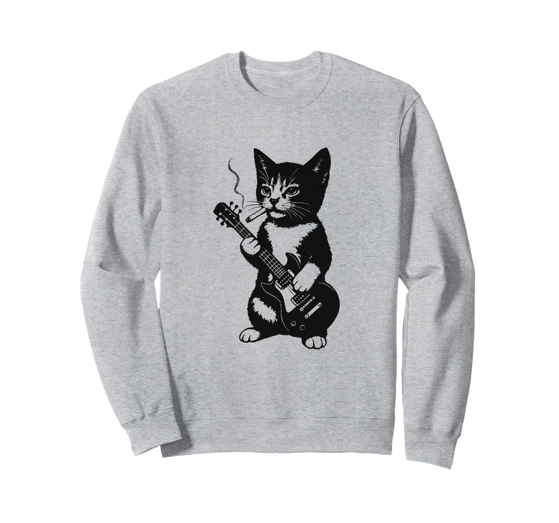 Smoking Cat Punk Rock Y2K Sweatshirt - Fun Novelty Design for Adults - T-Shirt, Sweatshirt, Hoodie