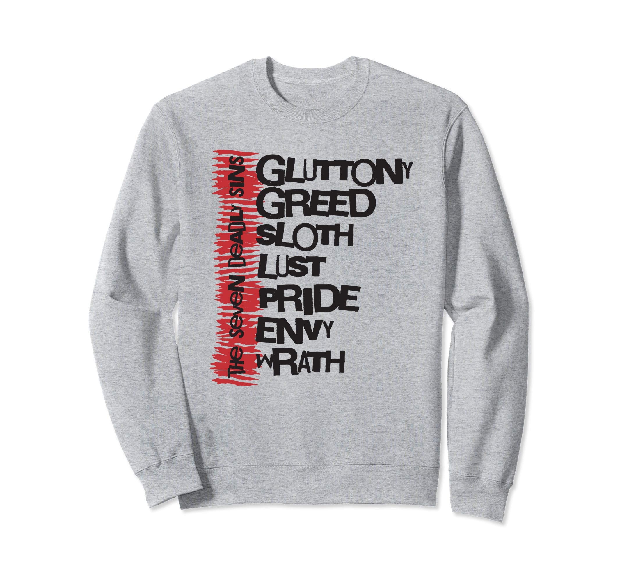 Seven Deadly Sins Distressed List Sweatshirt - Minimalist Print Unisex - T-Shirt, Sweatshirt, Hoodie