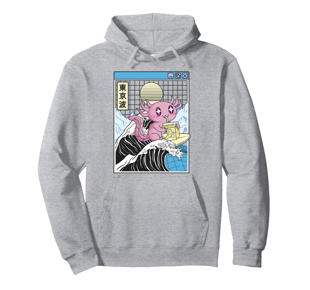 Axolotl Drinking Banana Milk Hoodie - Fun Novelty Design Men Women - T-Shirt, Sweatshirt, Hoodie