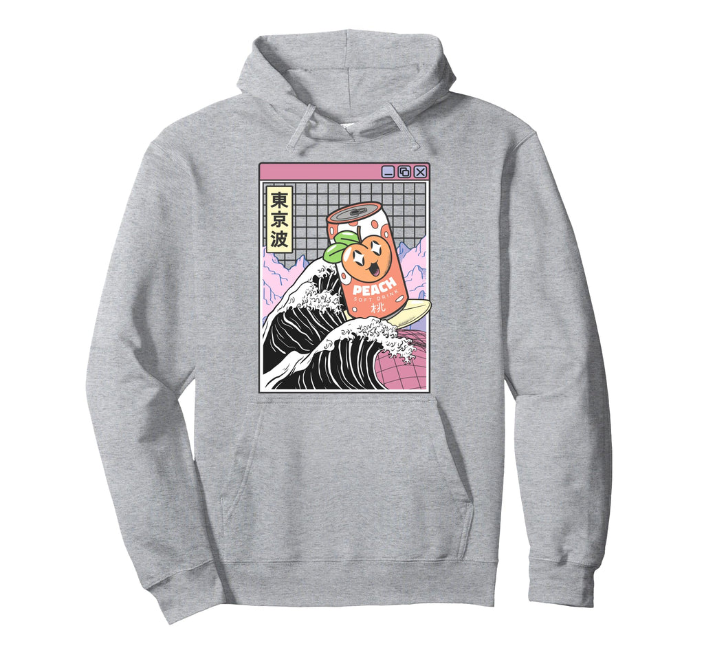 Peach Soda Surfing Kanagawa Wave Japan Hoodie - Fun Novelty Design Unisex - T-Shirt, Sweatshirt, Hoodie