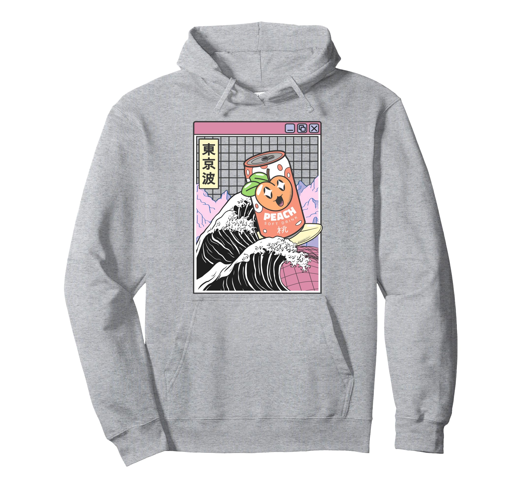 Peach Soda Surfing Kanagawa Wave Japan Hoodie - Fun Novelty Design Unisex - T-Shirt, Sweatshirt, Hoodie