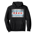 Chicago Flag Distressed Pride Hoodie - Trendy Graphic Unisex - T-Shirt, Sweatshirt, Hoodie