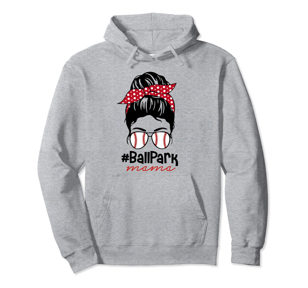 Messy Bun Baseball Mom Ballpark Mama Hoodie - Graphic Print Men Women - T-Shirt, Sweatshirt, Hoodie