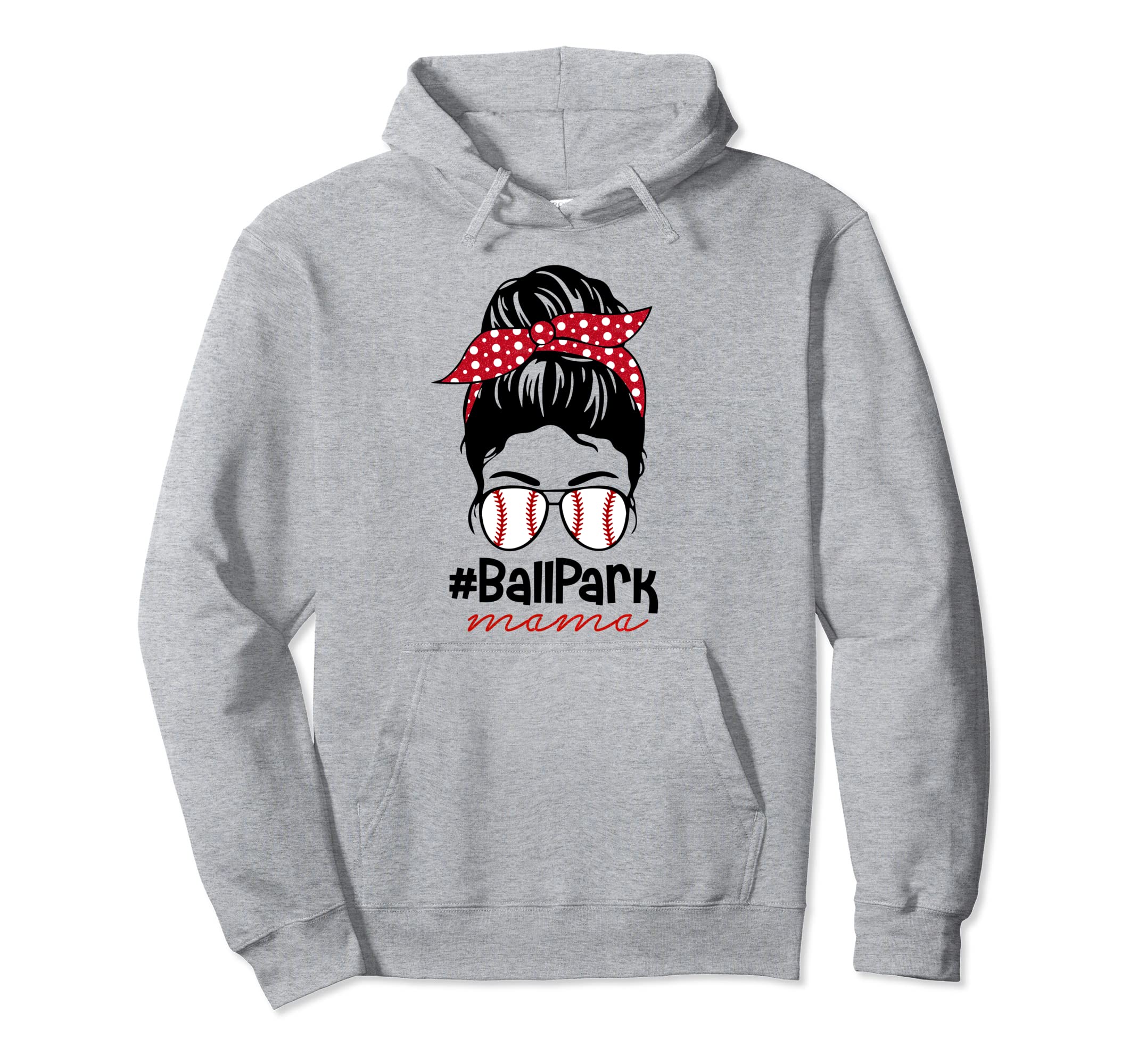Messy Bun Baseball Mom Ballpark Mama Hoodie - Graphic Print Men Women - T-Shirt, Sweatshirt, Hoodie