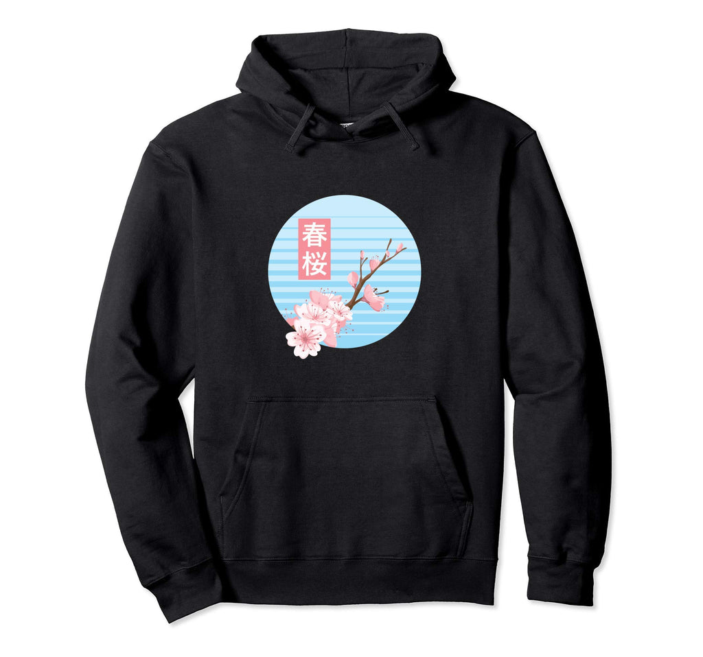 Vaporwave Sakura Japanese Cherry Blossom Hoodie - Graphic Print for Adults - T-Shirt, Sweatshirt, Hoodie