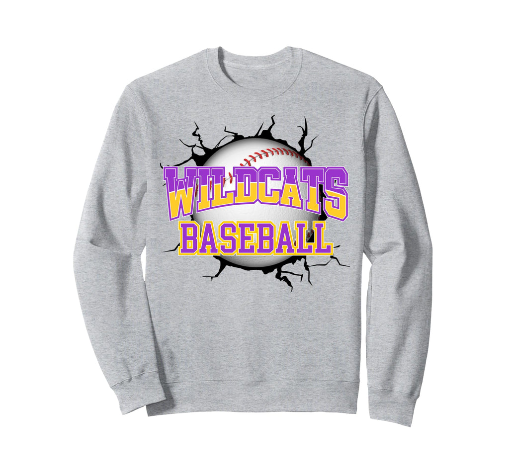 Wildcats Baseball Purple Yellow Sweatshirt - Fun Novelty Design Unisex - T-Shirt, Sweatshirt, Hoodie