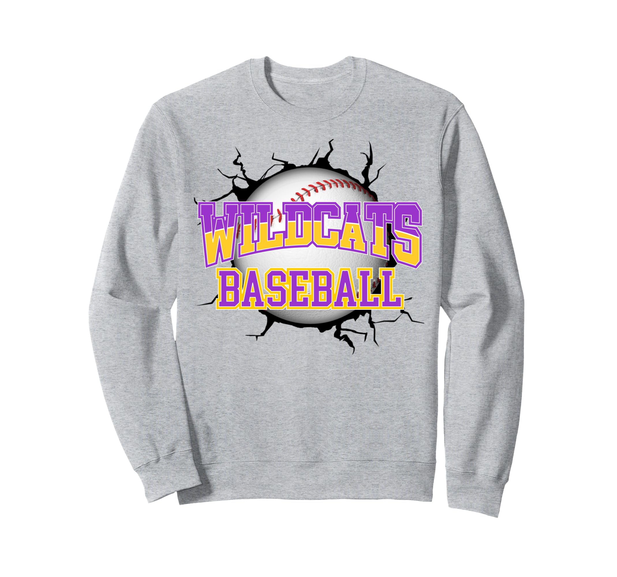 Wildcats Baseball Purple Yellow Sweatshirt - Fun Novelty Design Unisex - T-Shirt, Sweatshirt, Hoodie