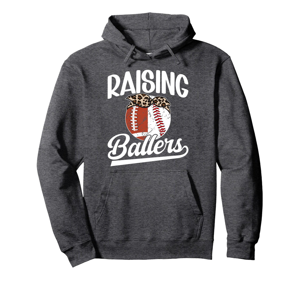 Raising Ballers Baseball Football Mom Hoodie - Unique Graphic for Adults - T-Shirt, Sweatshirt, Hoodie