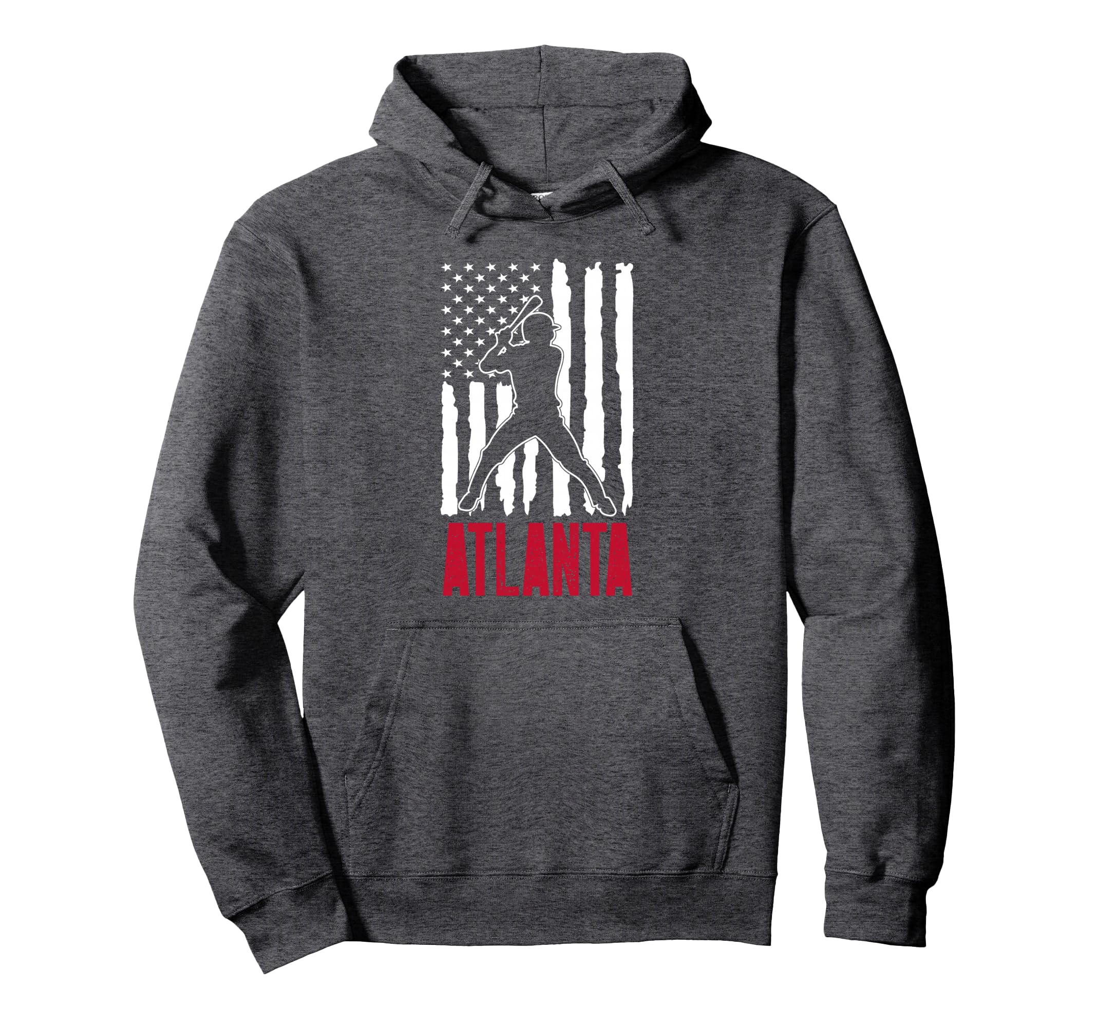 Atlanta American Flag Distressed Baseball Hoodie - Graphic Print for Adults - T-Shirt, Sweatshirt, Hoodie