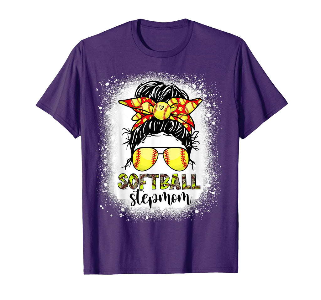 Softball Stepmom Messy Bun Softball T-Shirt - Streetwear Style for Adults - T-Shirt, Sweatshirt, Hoodie