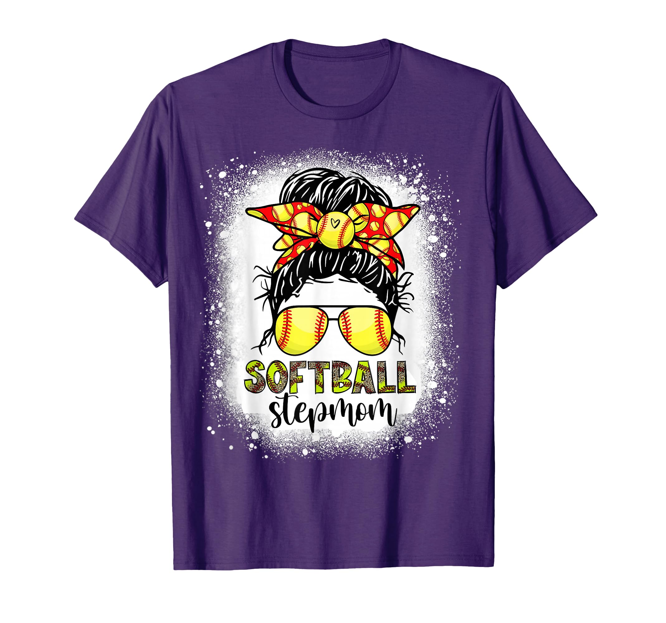 Softball Stepmom Messy Bun Softball T-Shirt - Streetwear Style for Adults - T-Shirt, Sweatshirt, Hoodie