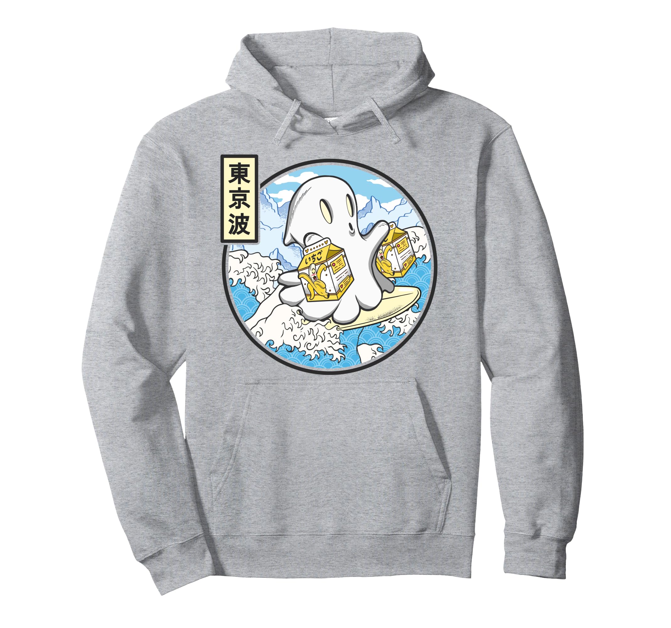 Surfing Ghost Banana Milk Japanese Waves Hoodie - Aesthetic Graphic Unisex - T-Shirt, Sweatshirt, Hoodie
