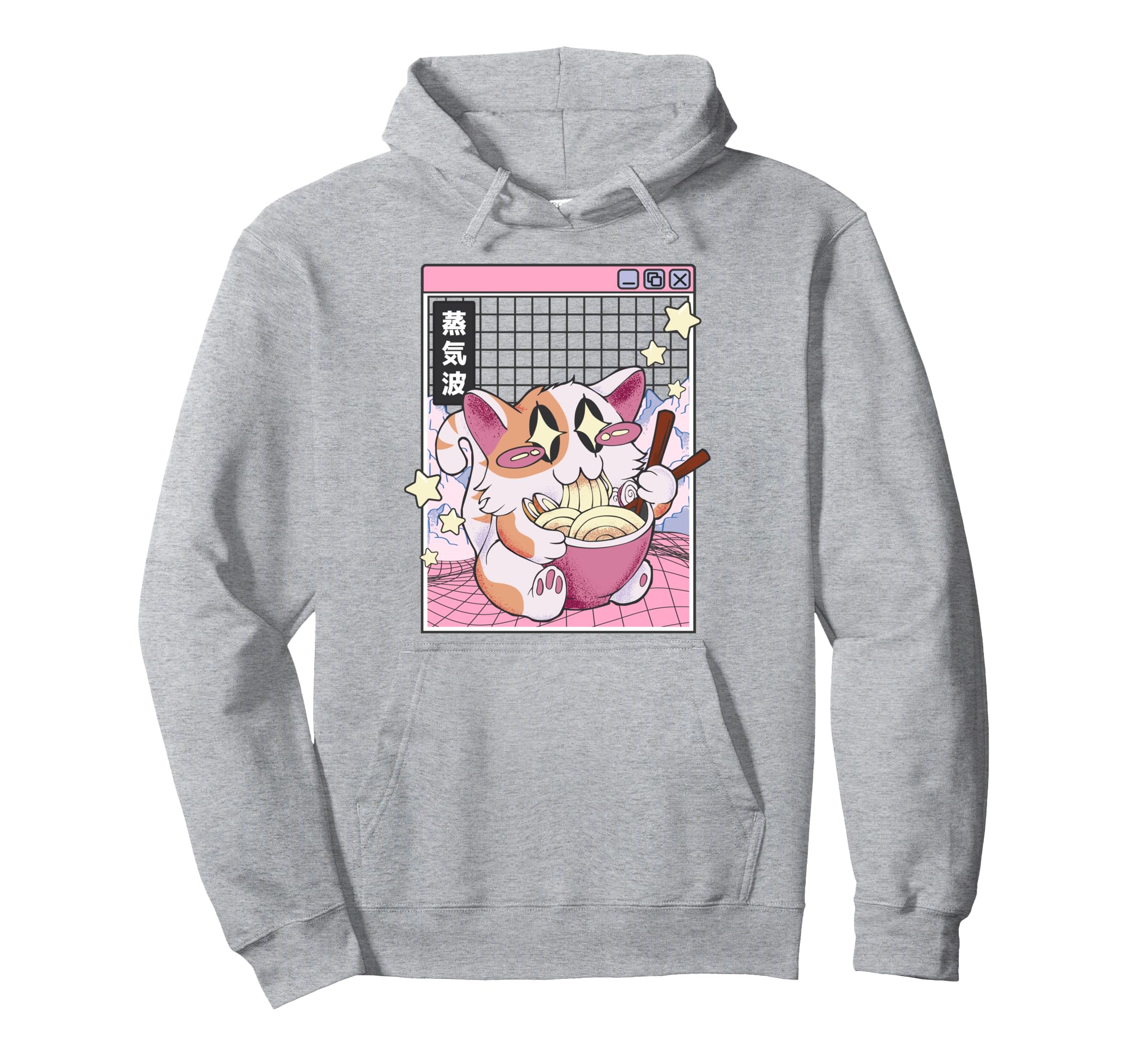 Cat Ramen Noodles Kawaii Vaporwave Hoodie - Aesthetic Graphic for Adults - T-Shirt, Sweatshirt, Hoodie