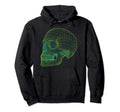 Digital Skull Green Digitized Skull Mesh Hoodie - Aesthetic Graphic Unisex - T-Shirt, Sweatshirt, Hoodie