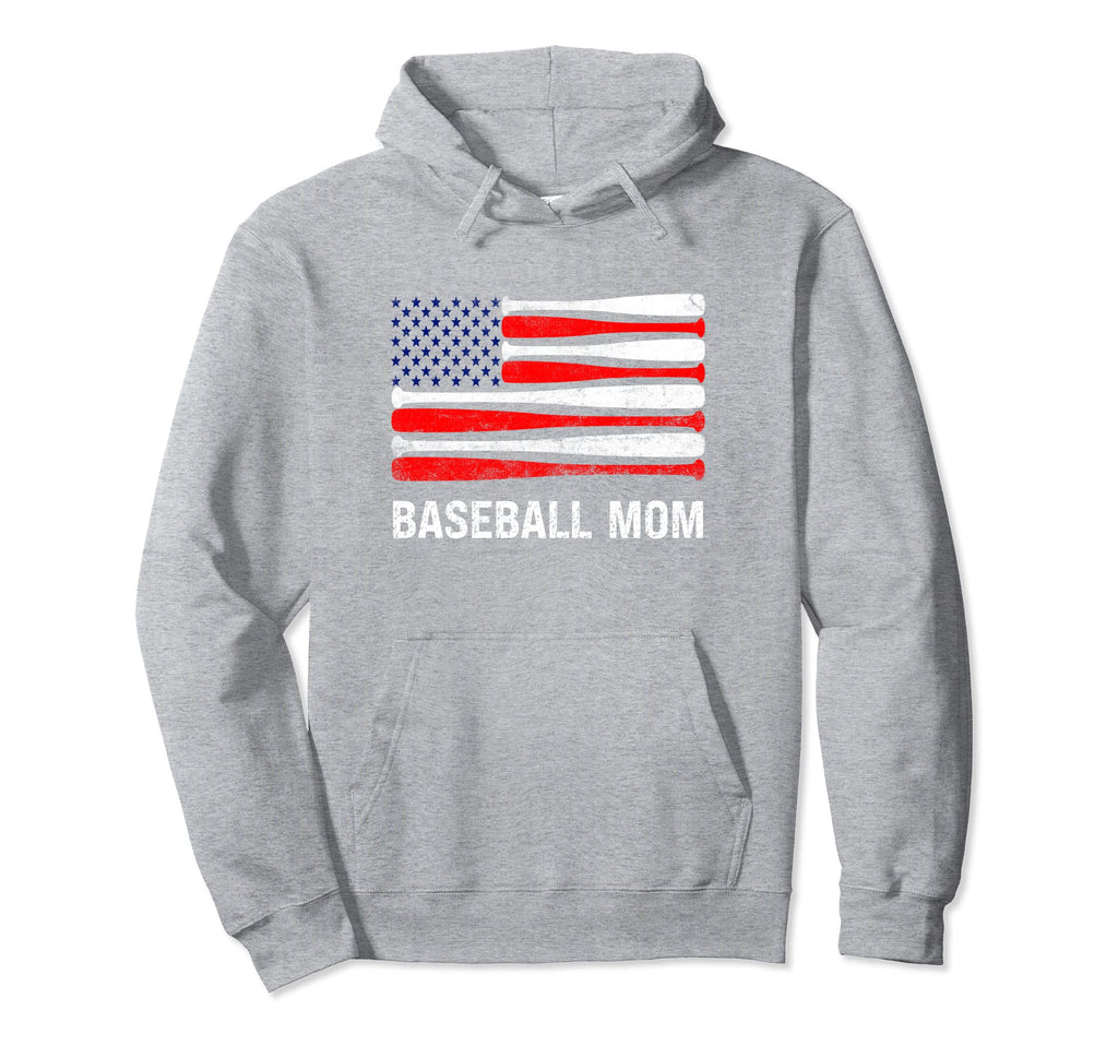 Baseball Mom American Flag Baseball Hoodie - Aesthetic Graphic for Adults - T-Shirt, Sweatshirt, Hoodie