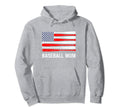 Baseball Mom American Flag Baseball Hoodie - Aesthetic Graphic for Adults - T-Shirt, Sweatshirt, Hoodie